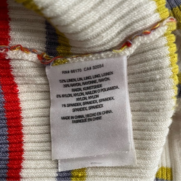 Moth Linen Blend Sleeveless High Neck Sweater Striped Size Small ANTHRO - Picture 7 of 7